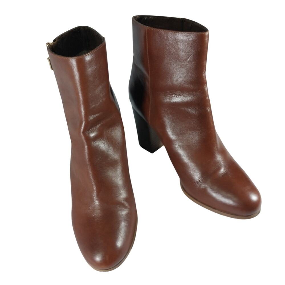MICHAEL KORS! COGNAC BROWN GENUINE LEATHER ANKLE BOOTS! SZ 10M - Picture 3 of 12